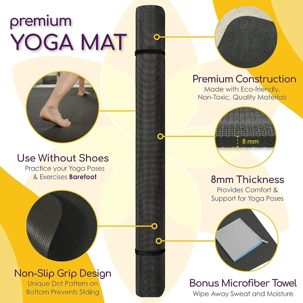 Large Yoga Mat 6'x4'x8mm Extra Thick, Durable, Eco-Friendly, Non-Slip & Odorless Barefoot Exercise, Home Gym Flooring Mat.