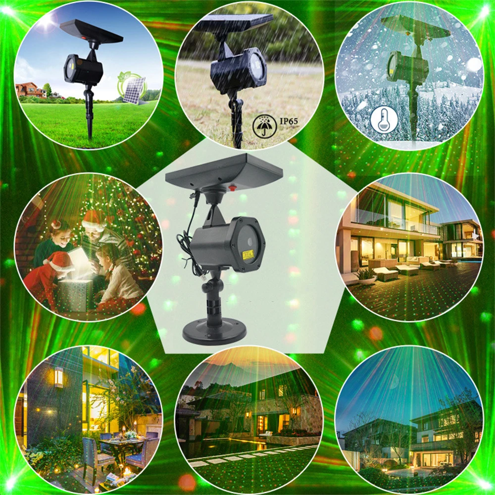 Holiday Solar Fairy Sky Star Spotlight DJ Disco Stage Effect Light for Wedding New Year Christmas Party Garden Landscape Decor