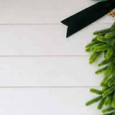 Christmas Artificial Pine Garland With For Velvet Bow And Gold Berries 24 Inch Inverted Swag For Door Window Stair Holiday