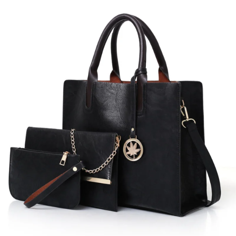 Women's Handbag 3-piece Set Women's Shoulder Bag Fashion Purse Vintage Leather Bag Large Capacity Handbag Inclined Shoulder Bag