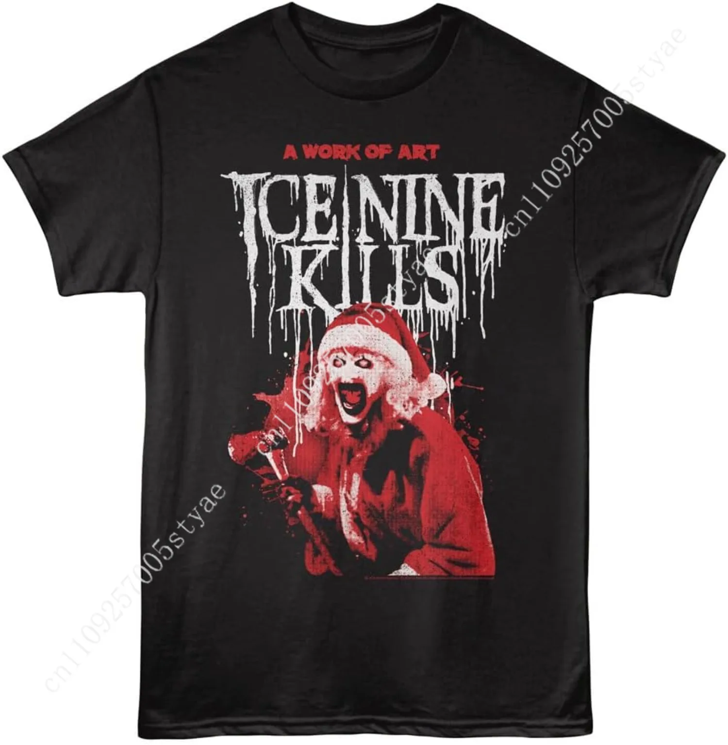 

Ice Nine Kills T Shirt for Men & Women Terrifier Santa Hat Black Short Sleeve Graphic Tee - Heavy Metal