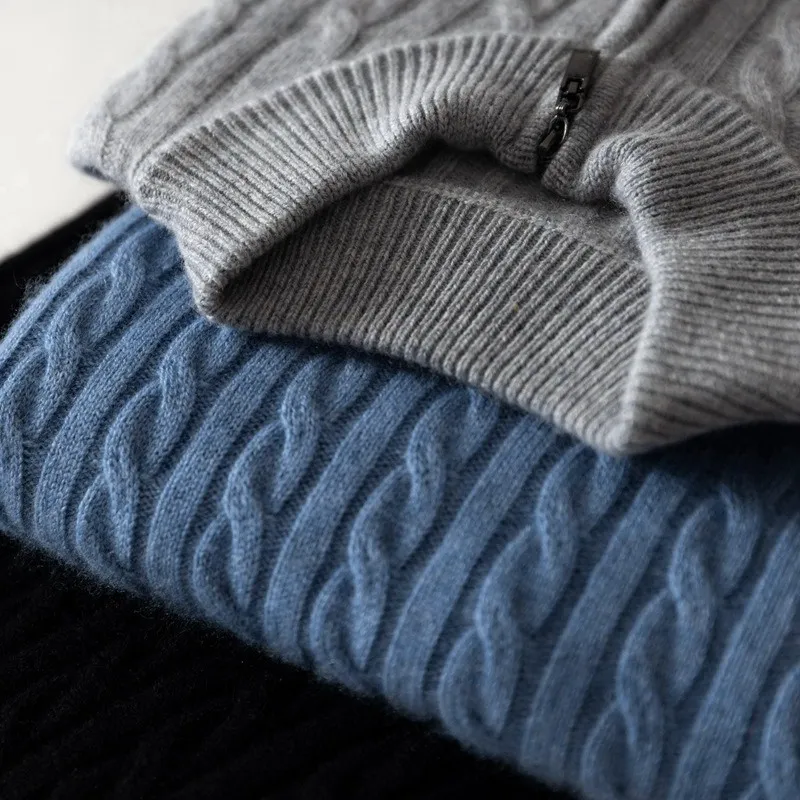 Maglioni di lana da uomo autunno inverno maglione lavorato a maglia misto Cashmere intrecciato classico e confortevole