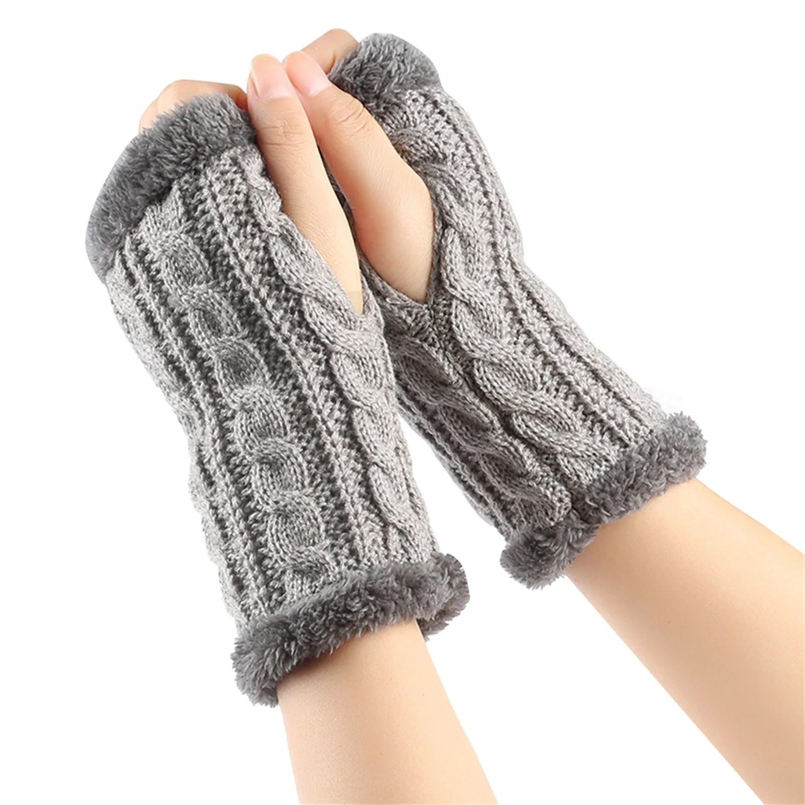 

Hot Women Half Finger Gloves Winter Soft Warm Wool Knitting Wrist Short Gloves Soft Warm Mittens Work Gloves Hand Protection