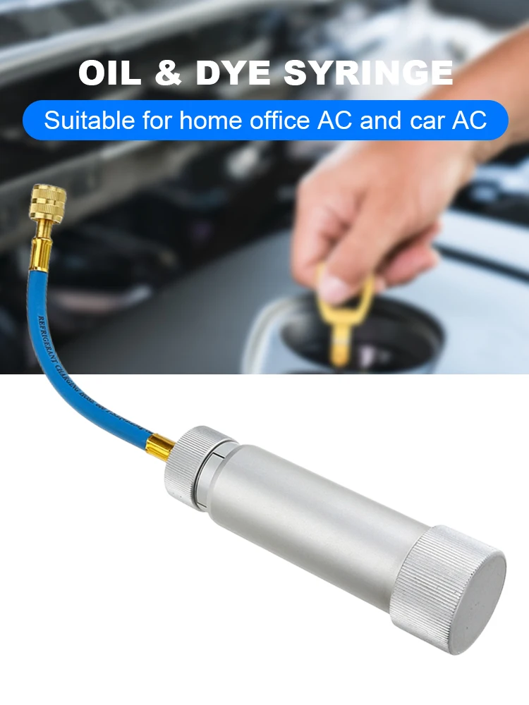 Air Condition Coolant Filling Tube 1/4 Inch Sae Auto Oil Dye Injector R134A A/C Dye Injector for Vehicle Home Air Conditioner