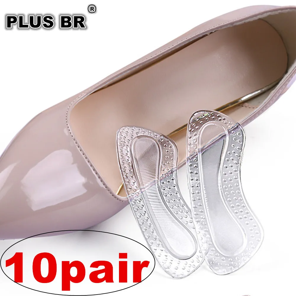 

10 пар гелевых накладок для защиты пяток, женские силиконовые подушечки для ухода за ногами, нескользящие вкладыши для обуви на высоком каблуке, регулируемые по размеру стельки