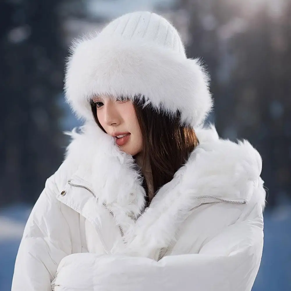 النساء الشتاء رشاقته أفخم رقيق قبعة صغيرة أفخم الدافئة الفراء المنغولية قبعات يندبروف Coldproof تزلج قبعة بحافة للرحلات غير رسمية #5