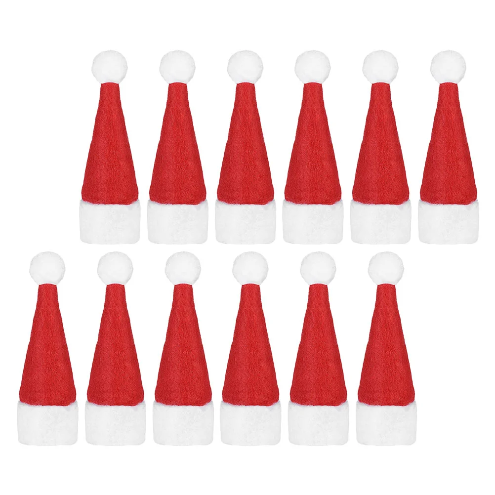 50 Pcs Mini Santa Hat Non woven Fabric Christmas Lollipop Hat Xmas Party nament Reusable Holiday Props Festive Tableware Cover