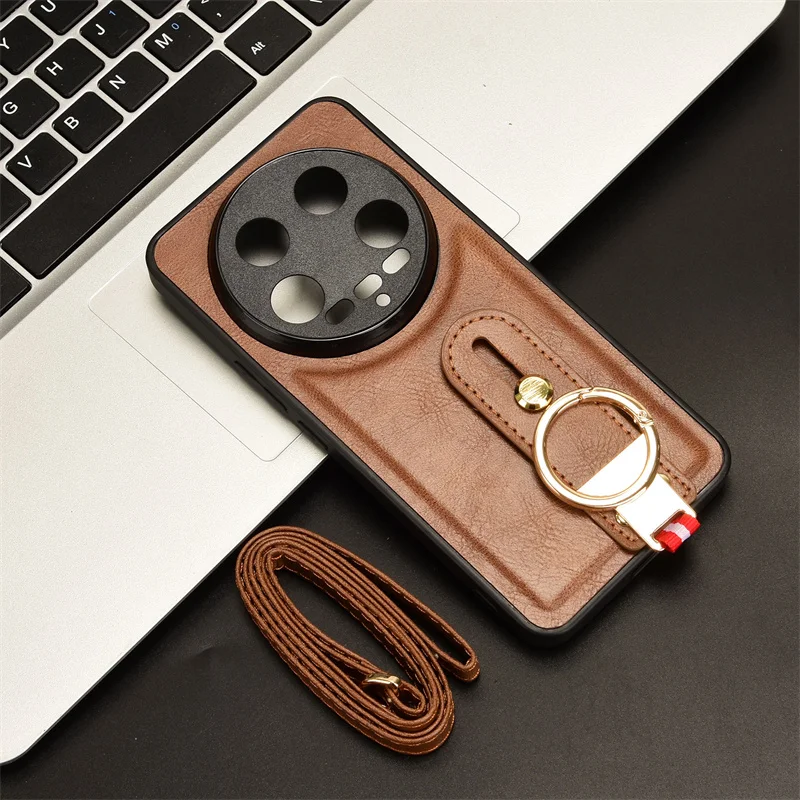 For Xiaomi 14 Ultra Case New Anti-Shock Business Leather Wristband Cover Case For Xiaomi Mi 14 Ultra Non-Slip Protective Case