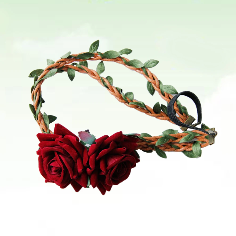 

Headband Rose Wreath Hairband Women Hoop Roses Headdress Flower Headwear Women's