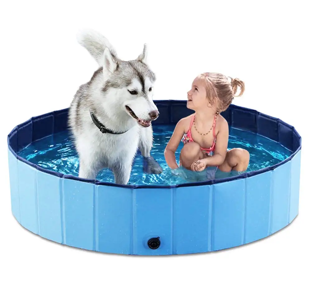 Foldable Dog Pool Collapsible Dog Swimming Pool Portable Kiddie Pool Pet Pool Doggie Wading Pool Bath Tub for Dogs Cats and Kids