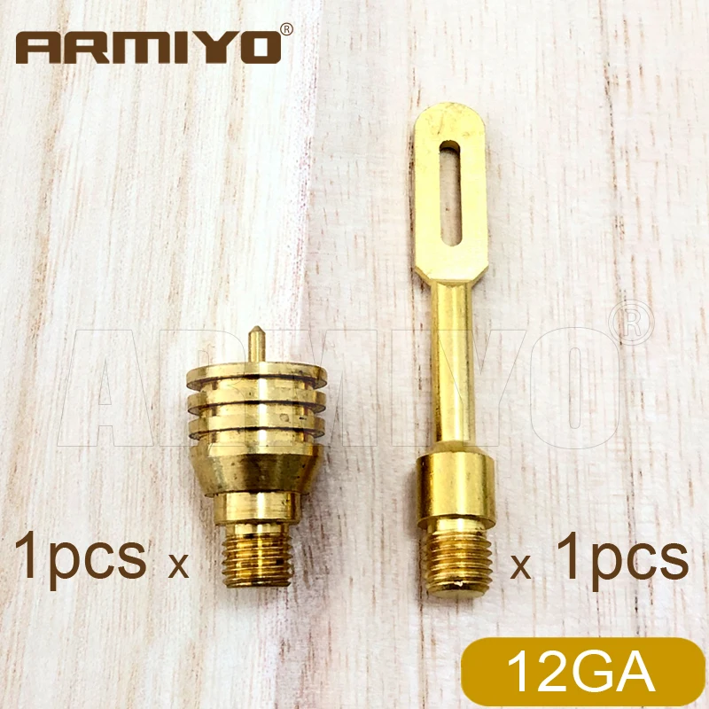 Armiyo 12GA Messing-Jaghead-Speer mit Kupferspitze, Jagd-Reinigungsbürste für Kohlenstoffablagerungen, Halter und Adapter 8-32 auf 5/16"-26T – Detail 5