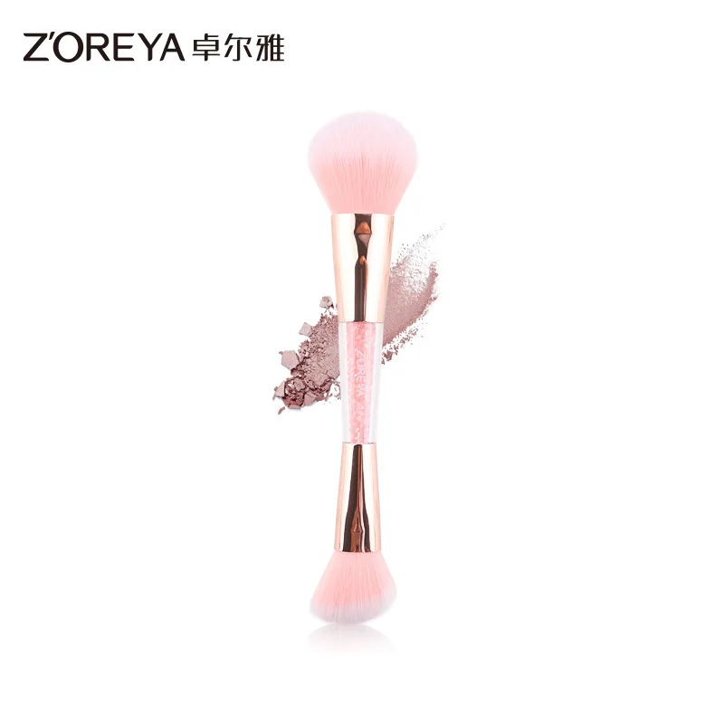 

Zoerya Inside Drill Double Head Makeup Blush Powder Brush Acrylic Handle Single Bag Foundation Contorting Makeup Brush