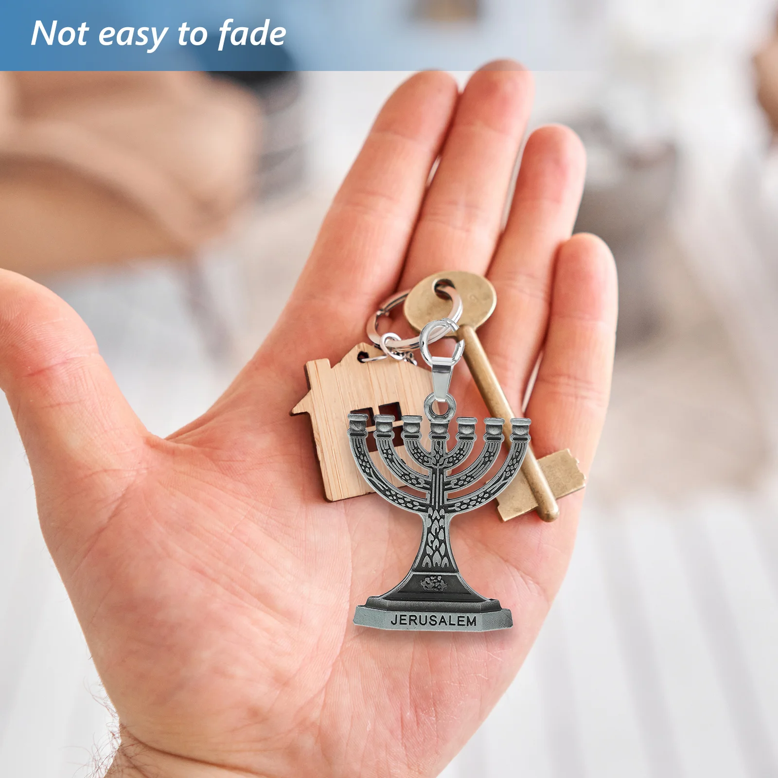 4 قطعة سحر الشمعدان للمجوهرات المعلقات اليهودية الرجعية الفولاذ المقاوم للصدأ قلادة الدينية Hanukkah المفاتيح DIY بها بنفسك الاكسسوارات الحرفية
