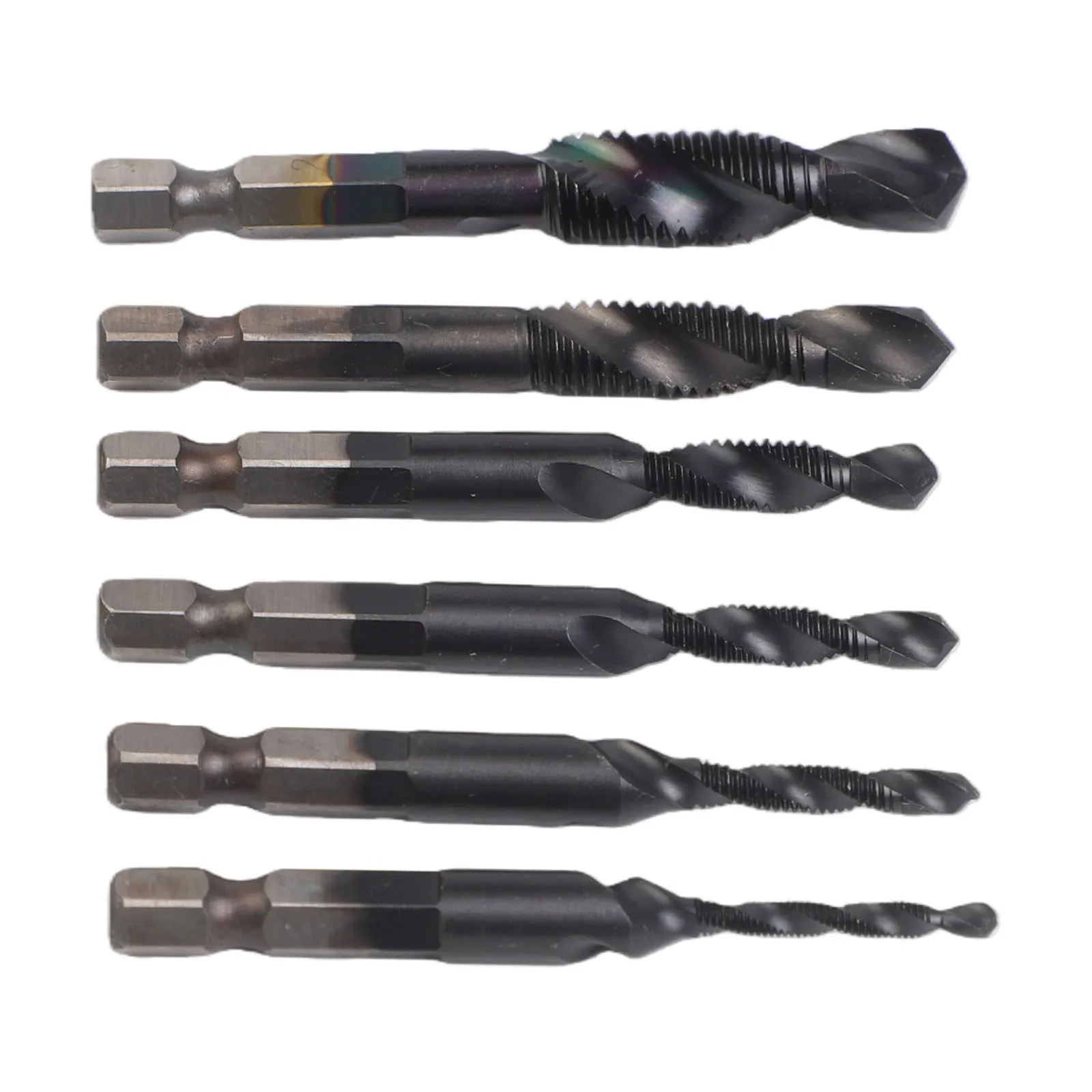 

6pc Composite Tap High-Speed Steel Composite Tap For Wood Drilling 1/4inch Shank For M3-M10 Screw Thread Metric Tap Drill Bits