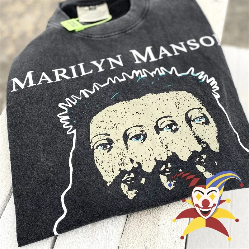 Marilyn Manson Rock Band T Shirt 1:1 Best Quality Vintage Oversized Loose Streetwear T-shirt Tee Tops