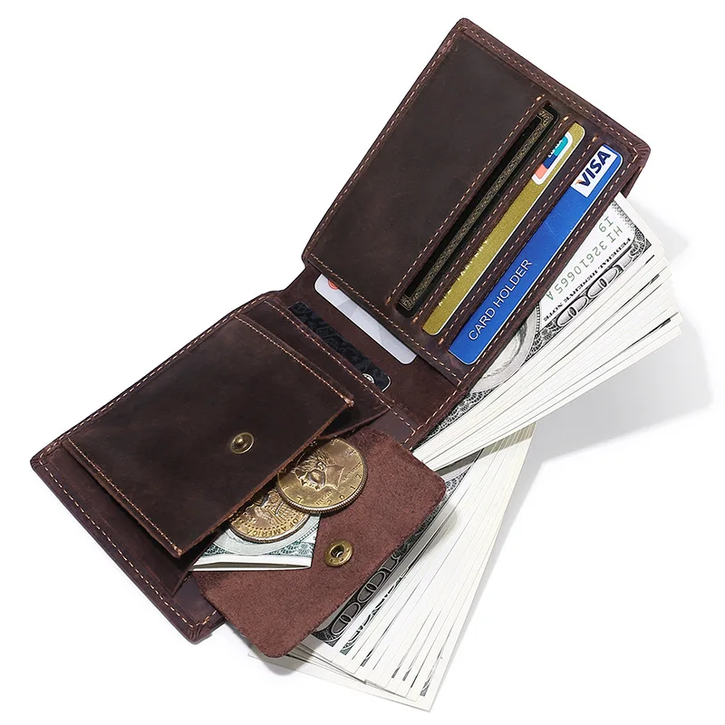 

Personalised Customized Genuine Leather Wallet for Men Leather Wallet with Coin Pocket Wallet Male