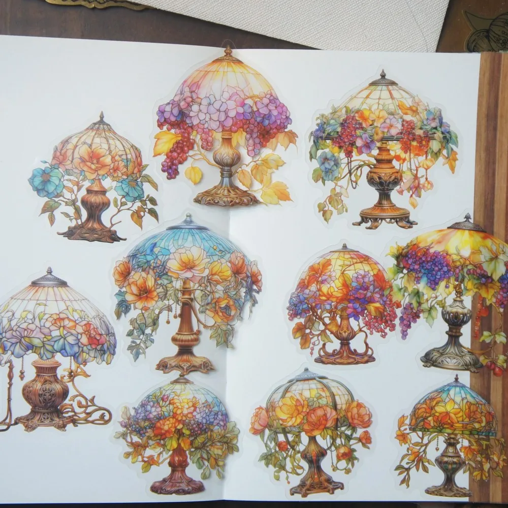 

10pcs Gorgeous Colored Lamp Streetlight in The Castle Style Paper Sticker Scrapbooking DIY Gift Decoration Tag