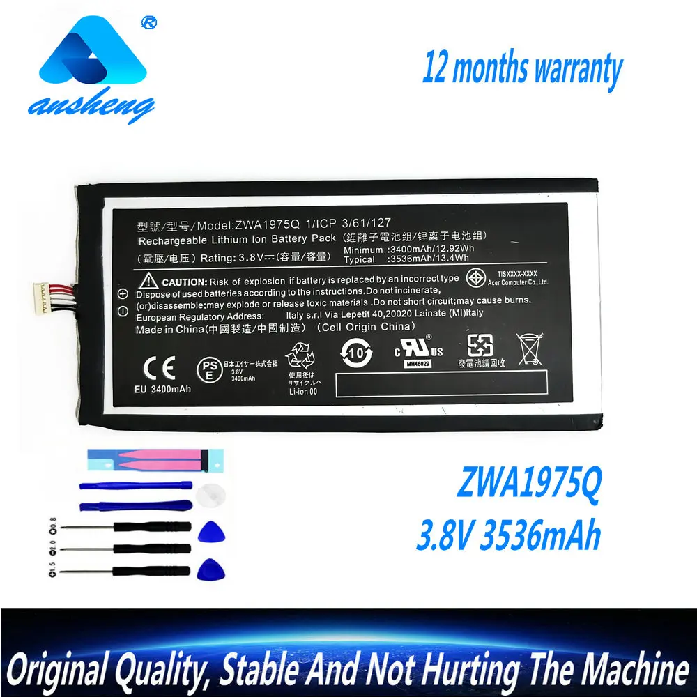 

Original ZWA1975Q 3.8V 3536mAh For Acer Iconia Tab 7 A1-713 A1-713HD A1 713 Tablet PC Battery