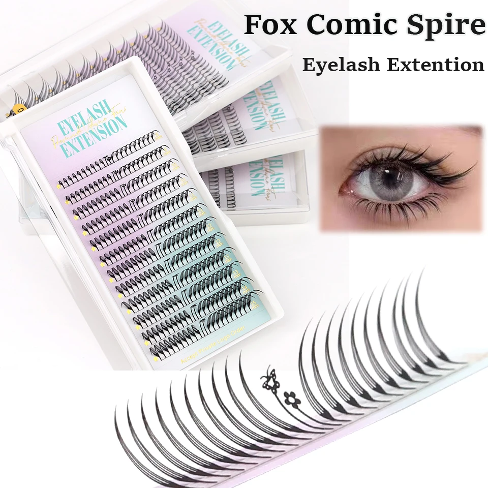 Anime Fox Comic Spire Lashes Premade Fans Eyelashes Extensions Natural Soft Individual Volume False Lashes Suppliers Makeup