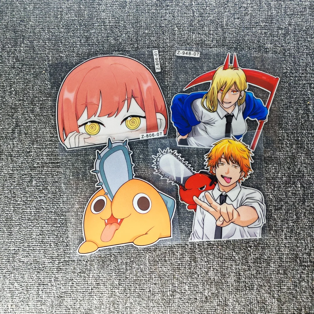 Car Stickers Chainsaw Man Anime Denji Pochita Power Reflective Decals For Window Bumper Trunk Motorcycle Laptop Computer Case