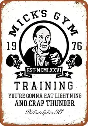 Rocky Balboa Quote Eat Lighting and Crap Thunder 멋진 영화 포스터, 빈티지 금속 알루미늄 주석 표시, 벽 장식, 8 x 12 인치