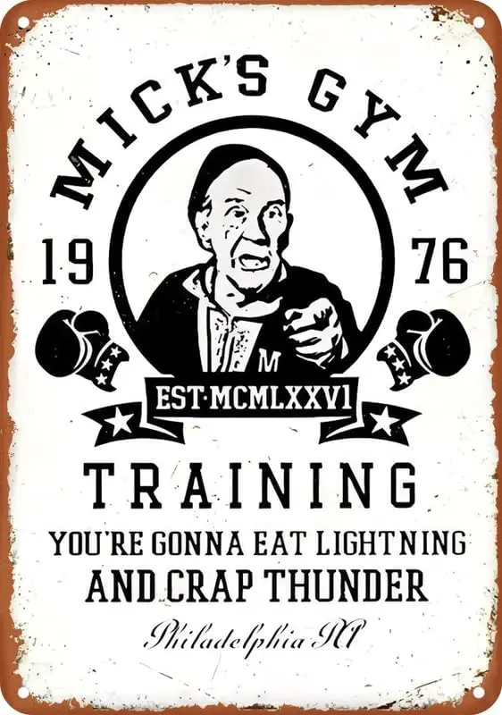 Rocky Balboa Quote Eat Lighting and Crap Thunder Cool Movie Poster, Vintage Metal Aluminum Tin Sign, Wall Decor, 8 x 12 Inch