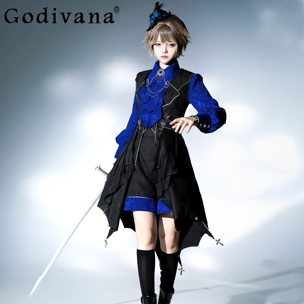 

Original Prince Cosplay Costumes Gothic Sweet Cool Fashion Lolita Collection British Court Style Retro Shirt Vest Short Set