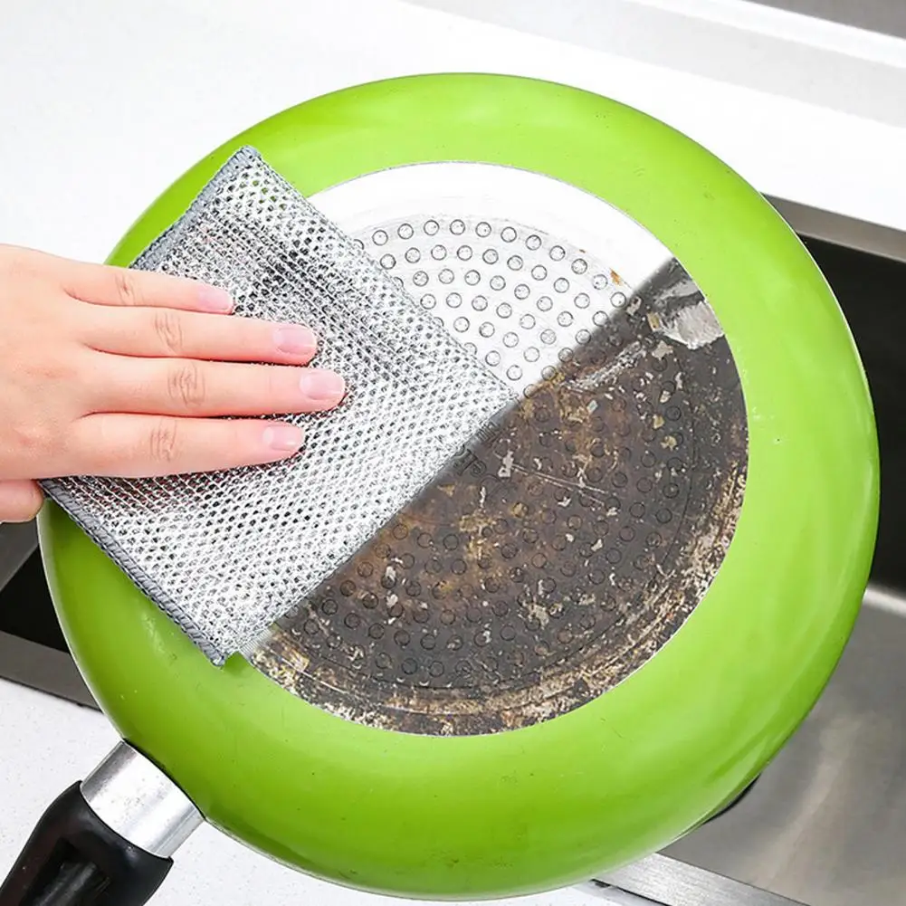 2Pcs Cleaning Cloth Non-Scratch Wire Dishcloth Fine Hole Wire Dishwashing Rags Stove Pot Cleaning Rag Home Kitchen Pot Scrubber