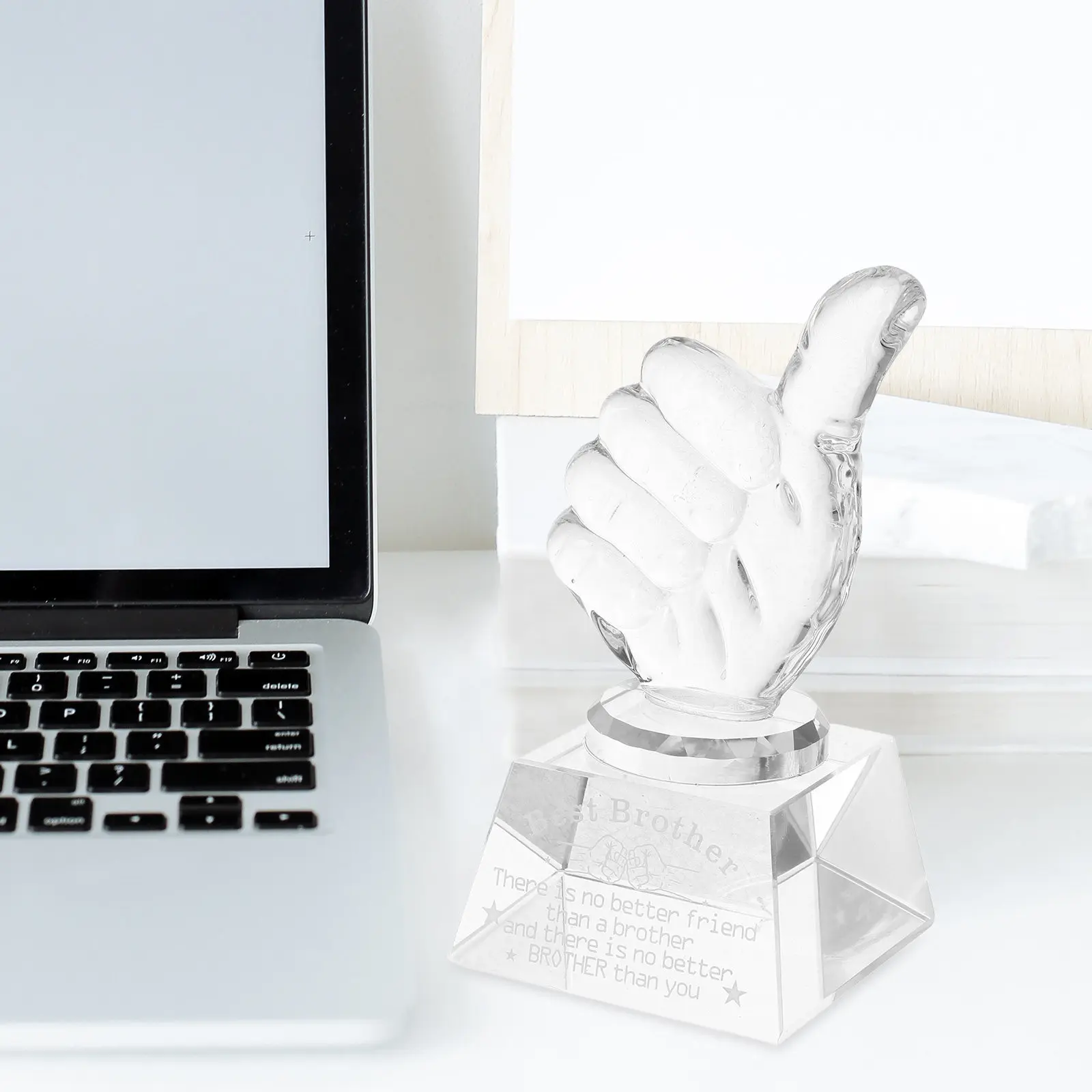 

Clear Crystal Trophy Thumb Shaped Award for Teachers Day Party Decor Study Living Room Trophy Display