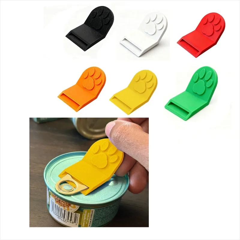 Cute Cat Paw Pet Food Can Opener Easy Ring Pull Opener Tool for Cat Dog Canned Food Protect Nails Ergonomic Kitchen Accessories