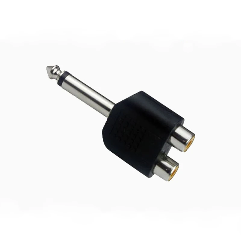 6.5mm plug para 2 duplo rca fêmea y divisor mono canal duplo canal estéreo áudio converter adaptador para alto-falante microfone guita