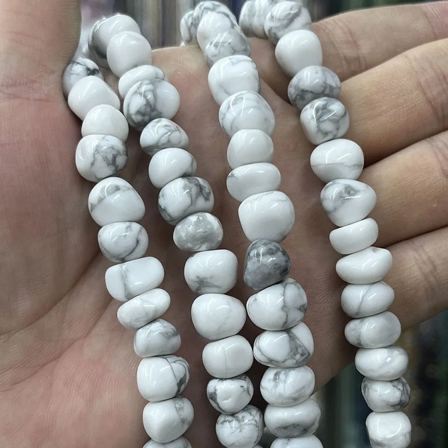 6-8mm Natural Optimize Howlite Stone Irregular Shape Loose Bead For Jewelry Making DIY Necklace Bracelet  Accessory15''6-10mm