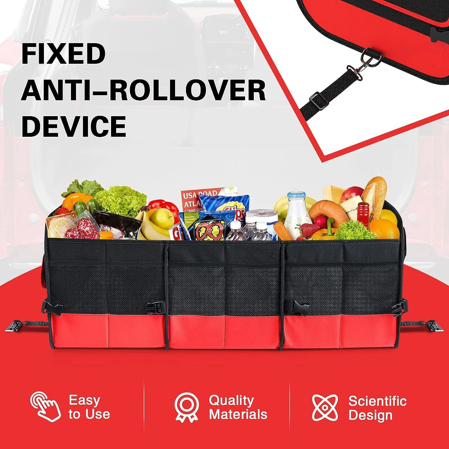 

Waterproof Car Trunk Storage Box Staable Vehicle Organizing Case Premium ade Auile Accories with Handle Anti-pres...