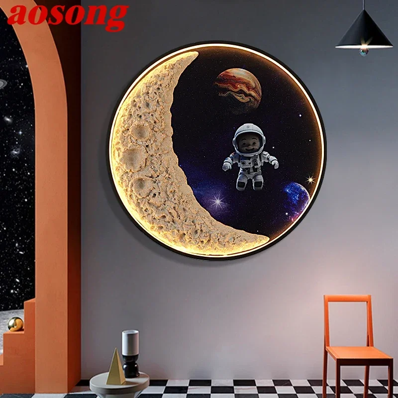 

AOSONG Modern Picture Wall Light outer space LED Mural Lamp For Home Living Room Study Bedroom Children's room Decor Painting