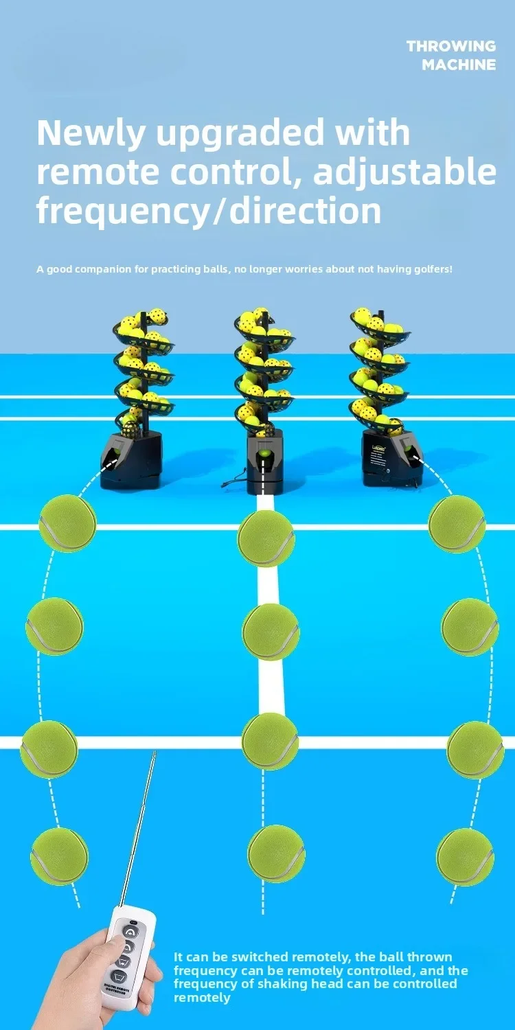 Tennis Ball Universal Ball Throwing Machine Remote Control Serve Machine Trainer Coach Ball Machine Single Belt Catch Net