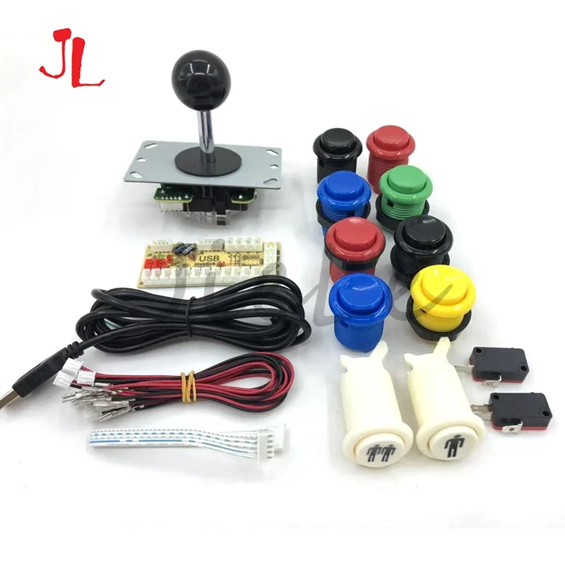 

Arcade DIY KIT 5-контактный джойстик SANWA HAPP типа COIN 1 кнопка игрока с микропереключателем и кодировщиком с нулевой задержкой для ПК