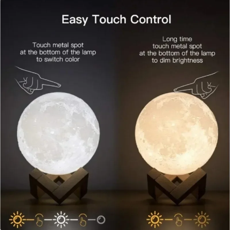 1 LED Moon Light Galaxy Light, DIY Moon Night Light, Girl, Boy, Child, Woman Birthday Gift, Bedroom Decoration (Warm Light)