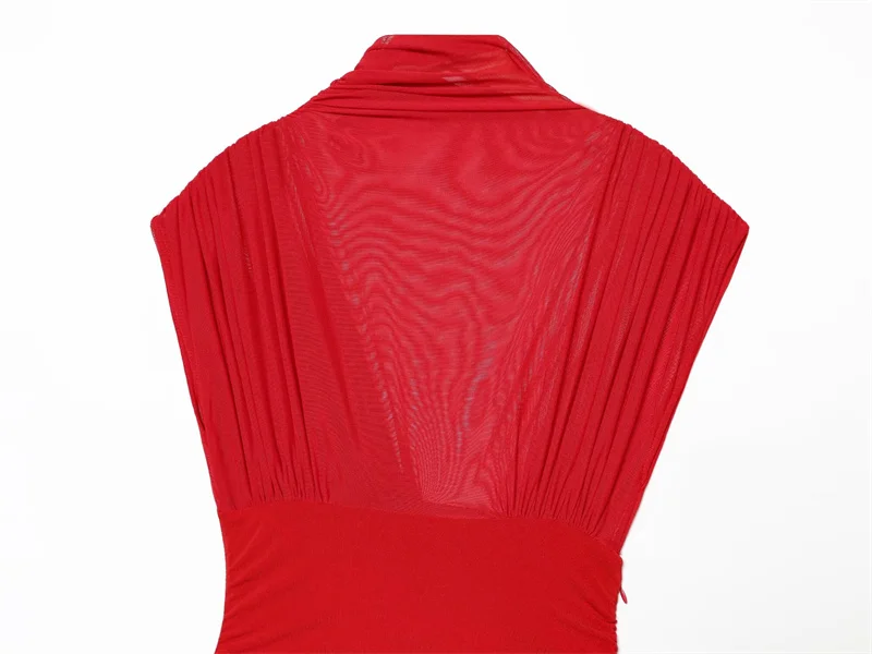 Vestido de mujer 2025 nueva moda Panel de malla Mini vestido personalidad Chic vestido delgado de las señoras