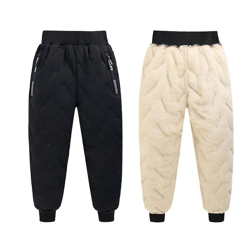 2024 Winter Boys Warm Cotton-Padded Down Pants For Girls Casual Waterproof Thicken Sweatpants Kids Trousers for 3-12 Years