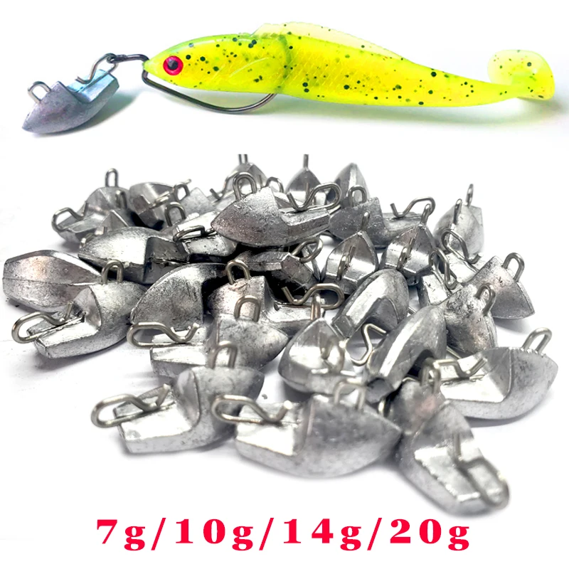 TAKEDO FD05 Ship Type 7g 10g 14g 20g Metal Fishing Weight With Worm Hook Drop Shot Fishing Accessories Lead Sinkers For Fishing