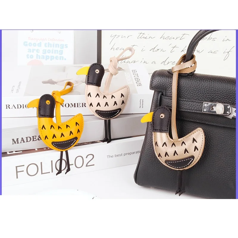 Cute Leather Duck Keychain Handbag Charm Pandent Luxury Bag Accessories