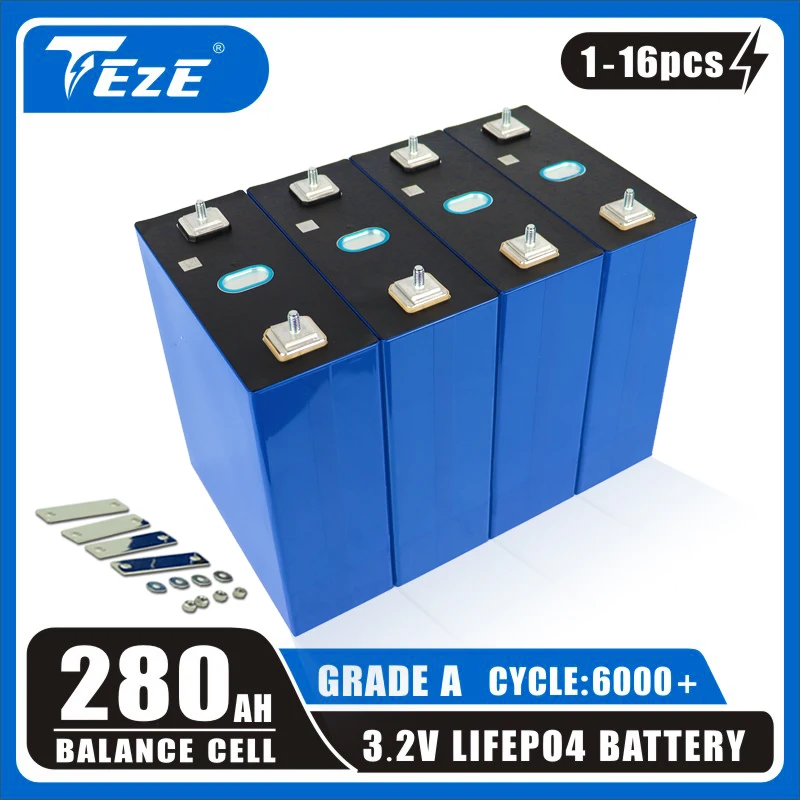 

Grade A 3.2V 280Ah Lifepo4 Rechargeable Cell Deep Cycle LIFEPO4 Battery DIY 12V-48V Boat RV Solar Bateria DDP Shipping