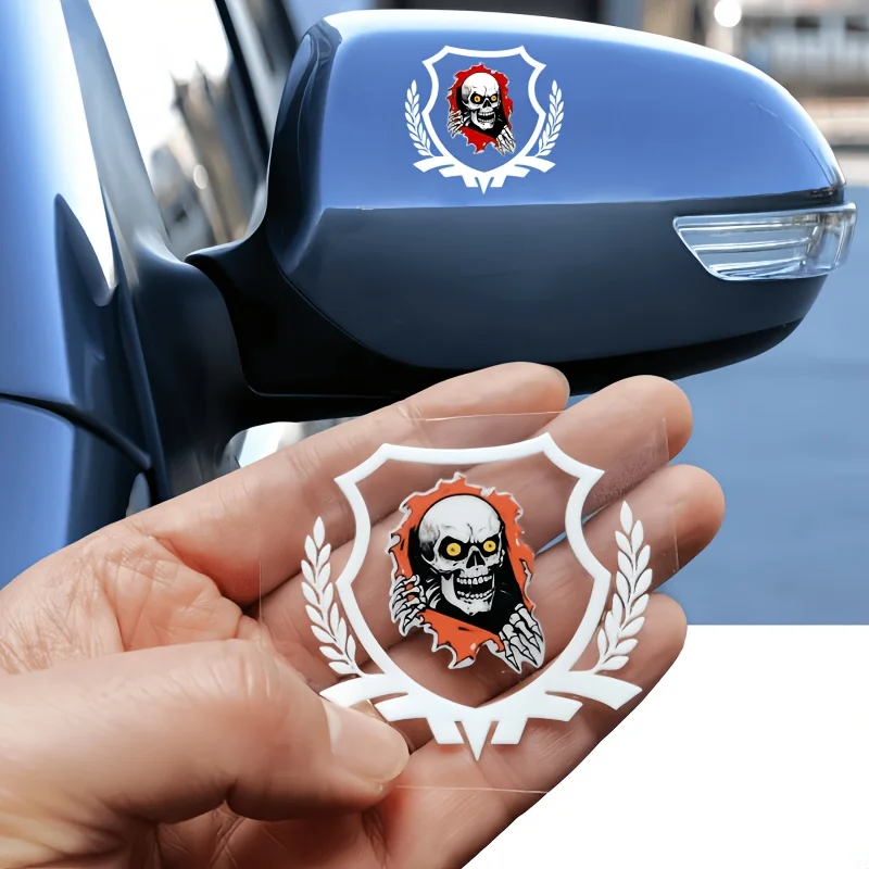 2Pcs/Set Skull Shield Waterproof Vinyl Sticker for Car Motorcycle Helmet Laptop Luggage Tank Fairing Auto Exterior Styling Decal