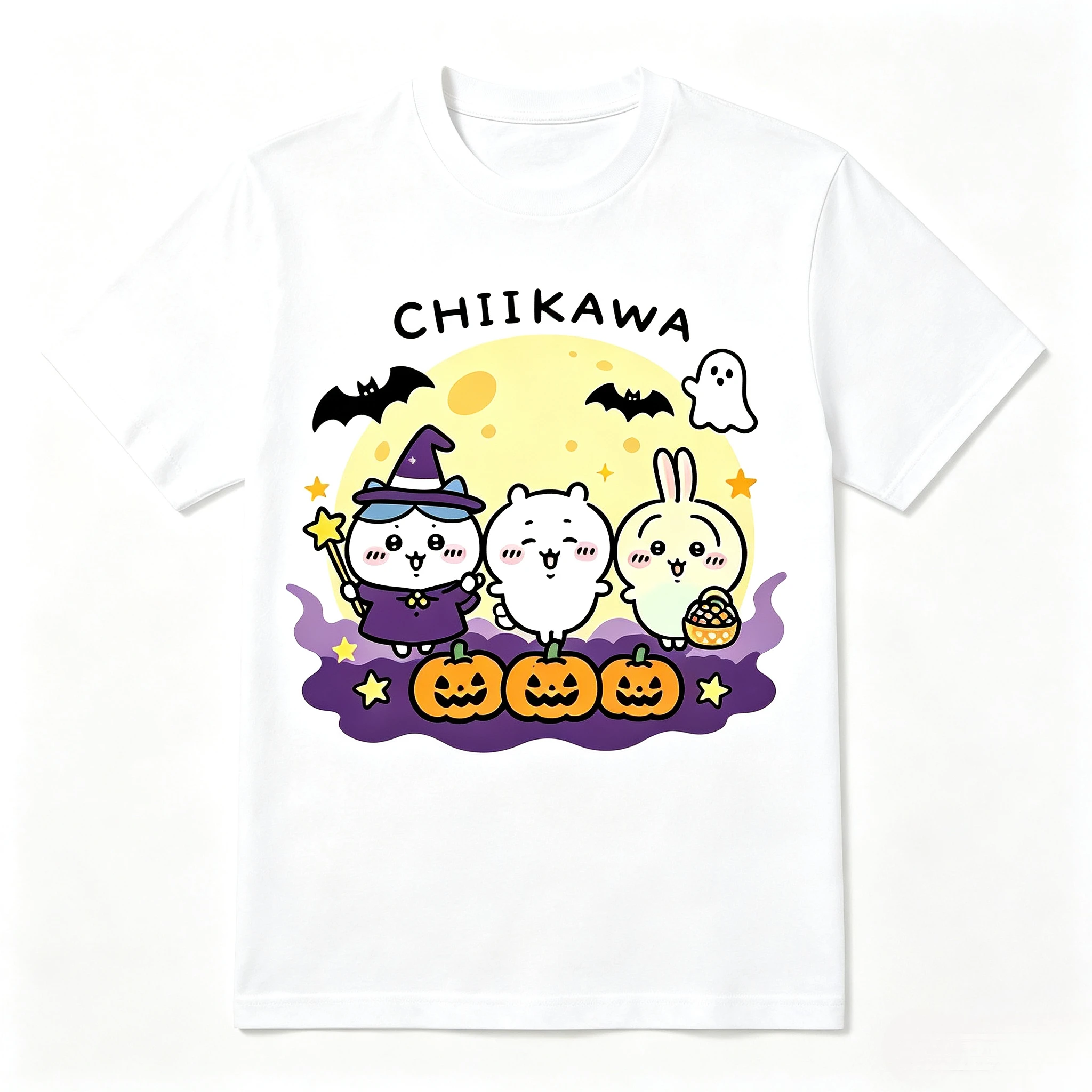 Chiikawa Halloween Kürbis-Hexe Grafik T-Shirt Kurzarm Freizeit-Oberteil für die gruselige Jahreszeit Anime-Fan Feiertagsparty Alltagskleidung – Detail 6