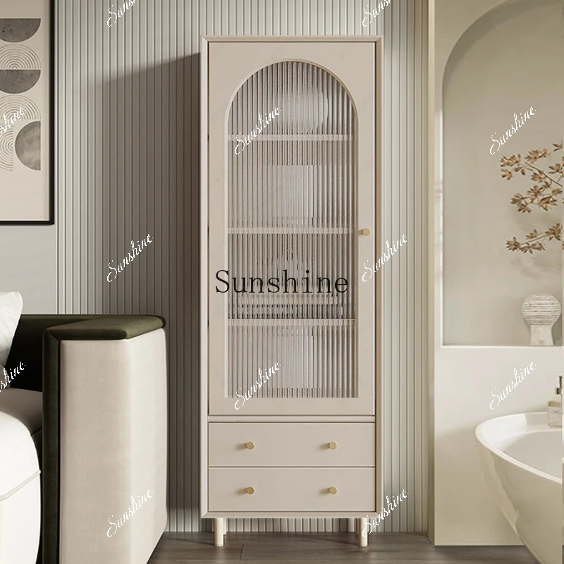 Versatile Cream Style Storage, Bathroom Side Cabinet Wash Desk, Storage, French OakH