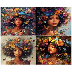 GATYZTORY Oil Paint By Numbers Wall Art Woman With Flowers Number Painting On Canvas Diy Set Frame For Adults For Kids Handicraf