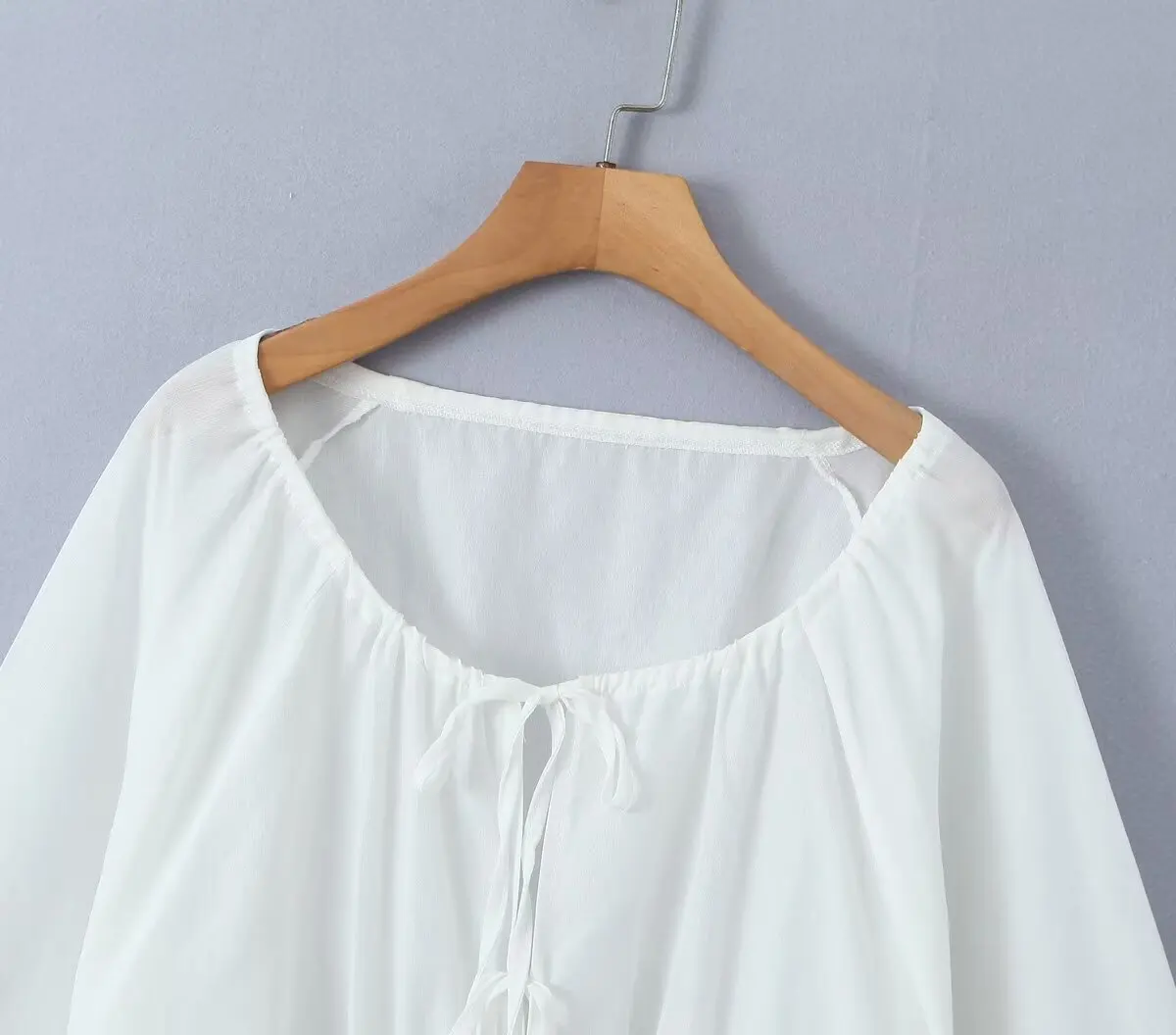Dave&Di Blouse Women Minimalist Casual White Chiffon Shirt With Ruffled Edges Long Sleeve Shirt Women Tops