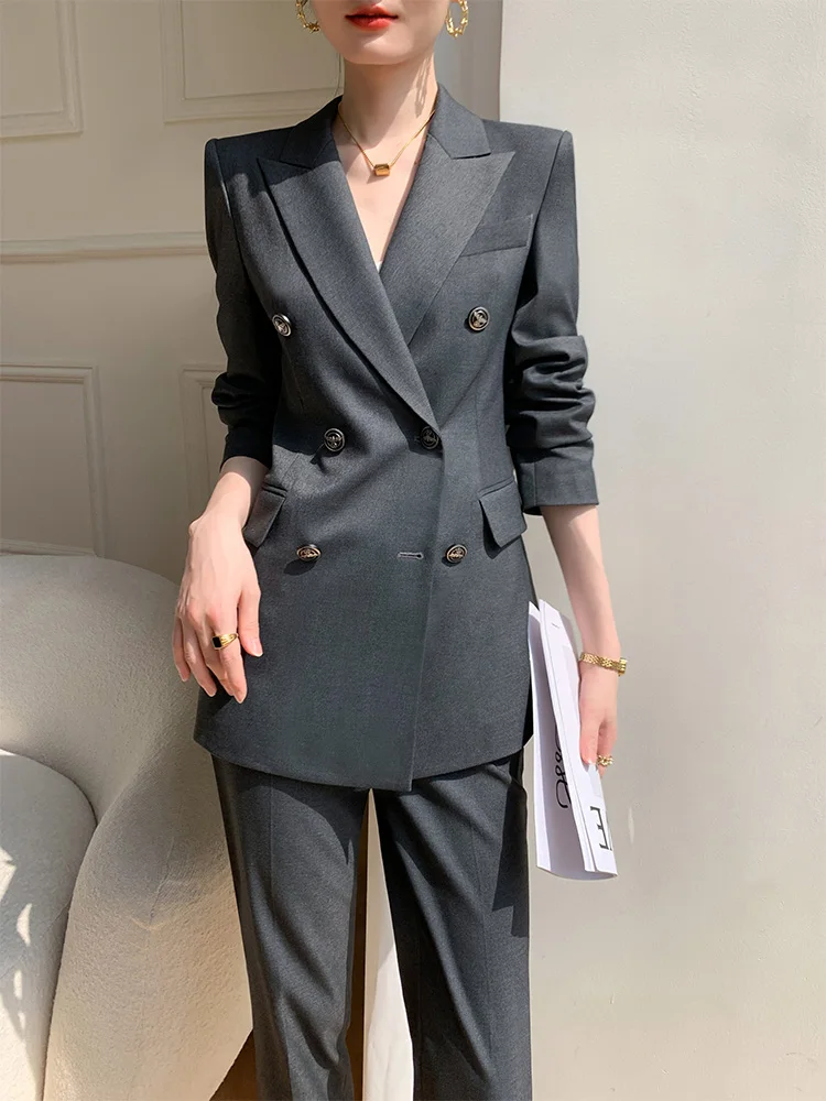 

Faionable Briti Sle Женский профессиональный костюм Высококачественный костюм Ele Commute Ready из полиэстера Long Sve на пуговицах