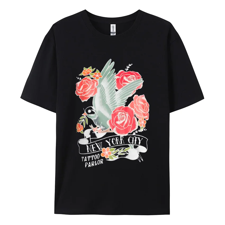 

Pink Rose Print Women's T-Shirt 100% Cotton Oversized Loose Short Sleeve Beautiful Elegant Casual Top Teen Student Must-Have Tee