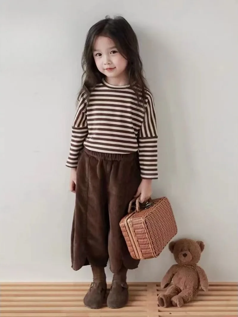 Stripe Teen Girl Clothes Children's T-shirts Girls From 10 12 Years Fashion 5 6 T-shirt Kids Clothing 7 Outdoor 8 2025 Coat 11 4